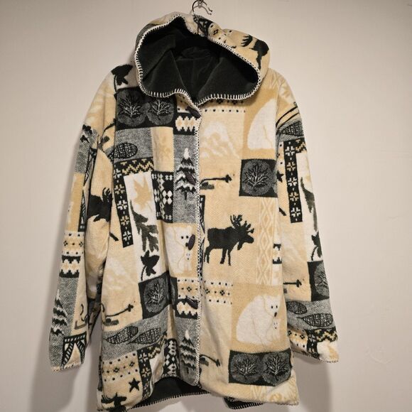 Vtg Quality Goods Canada Winter Nature Heavy Fleece Reversible Coat Jacket M/L - Picture 2 of 16